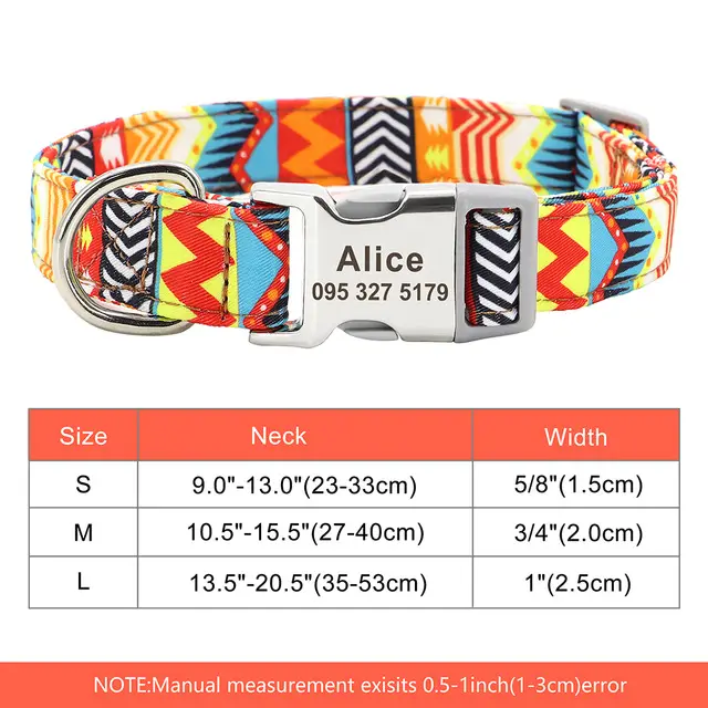 Nylon Pet Dog Collar Personalized Custom Nameplate ID Tag 2 Style - Shop at LoveMi