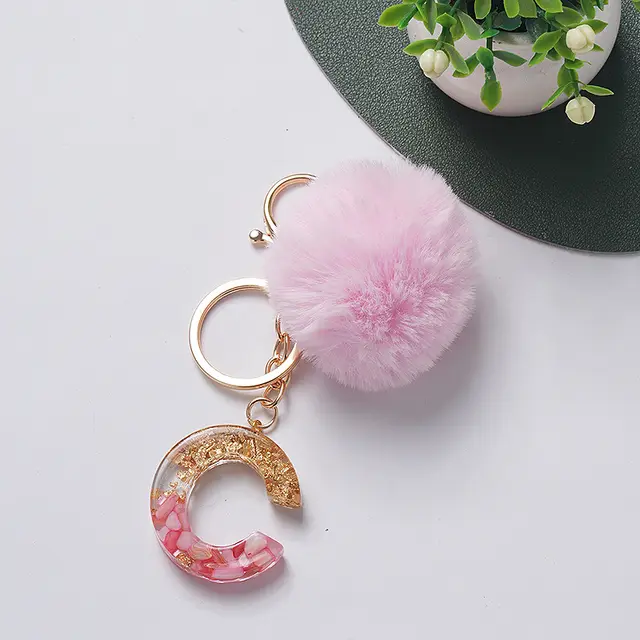 Hair Ball Pendant 26 English Letters Epoxy Keychain - Shop at LoveMi