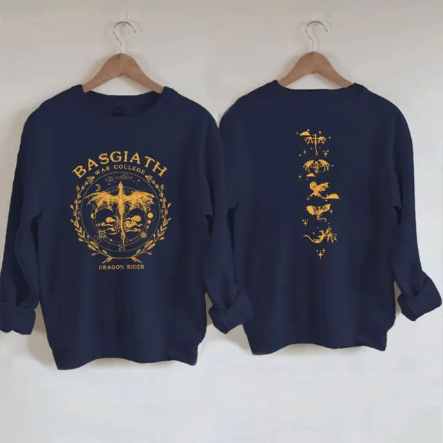 Gold Dragon Fourth Wing Sweatshirt Basgiath Navyblue - Shop at LoveMi