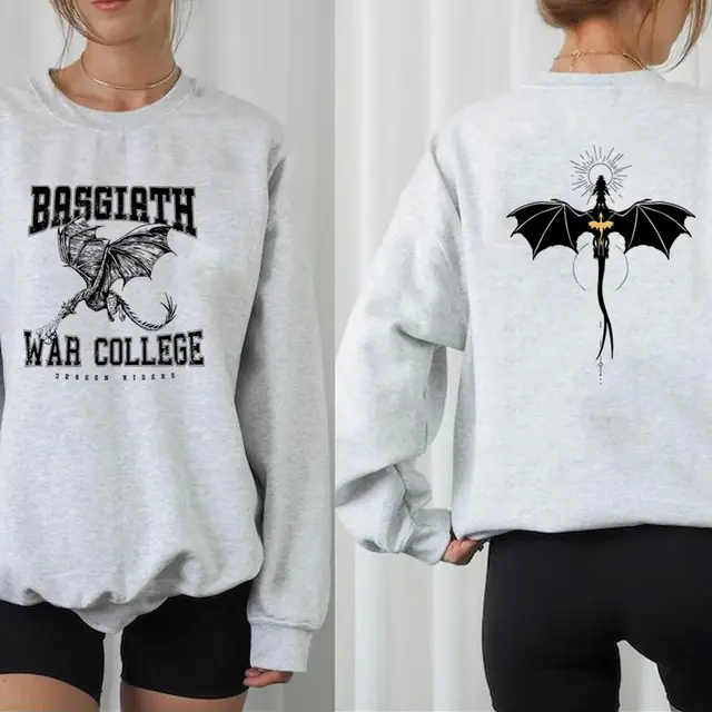 Vintage Fourth Wing Sweatshirt Dragon Rider 2 Side Print Bas Gray - Shop at LoveMi