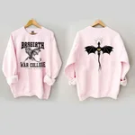 Vintage Fourth Wing Sweatshirt Dragon Rider 2 Side Print Bas - Pink