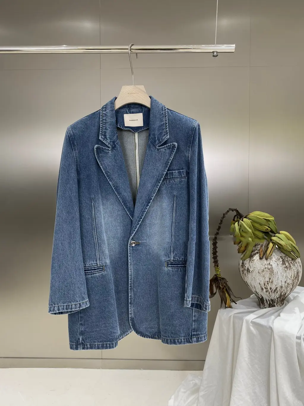 Retro Loose Denim Jacket Women's Lapel Casual Suit - Vintage Blue