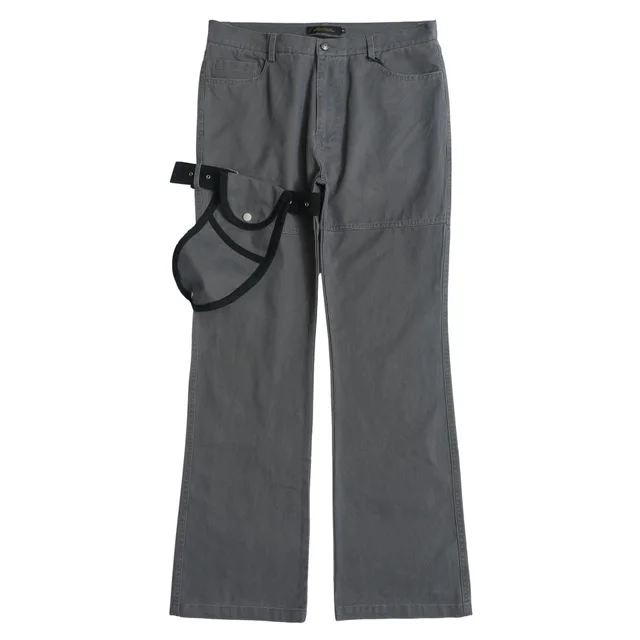 Loose Straight Design Personality Trendy Casual Trousers Ed1041 Gray - Shop at LoveMi