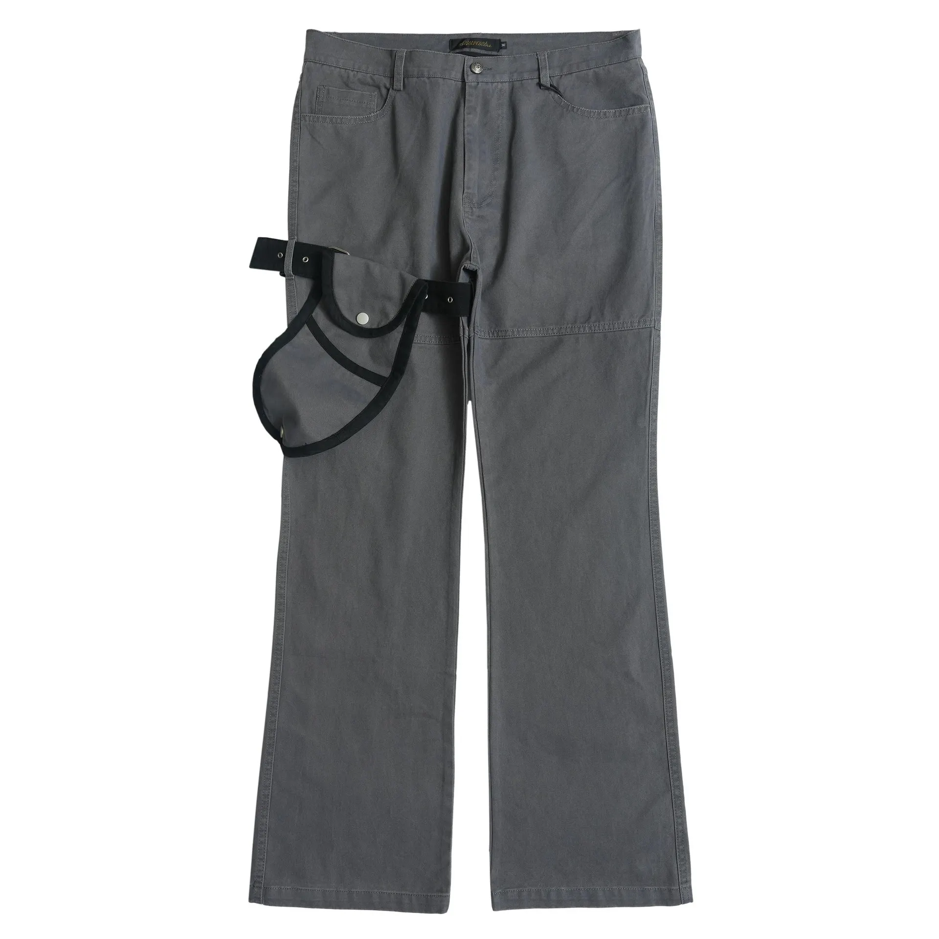 Loose Straight Design Personality Trendy Casual Trousers - Ed1041 Gray