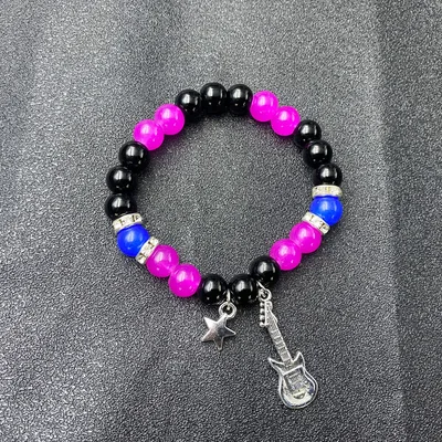 Beaded Love Heart Magnetic Bracelets For Men And Womencouple Elastic Guitar Rose Red Single - Shop at LoveMi