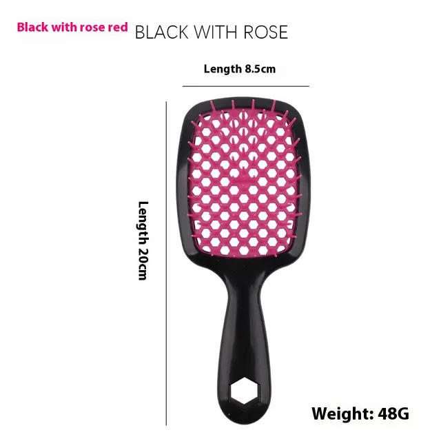 Hexagonal Wire Net Comb Honeycomb Hollow Hairdressing Comb Black With Rose Red - Shop at LoveMi
