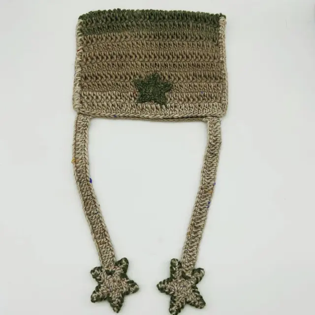 Hand Knitted Striped Woolen Cap Gradient Green Stars - Shop at LoveMi