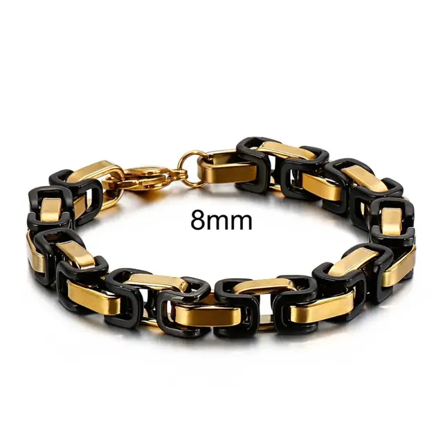 Electroplated Black And Golden Men's Bracelet Punk Retro 8Mm21Cm - Shop at LoveMi