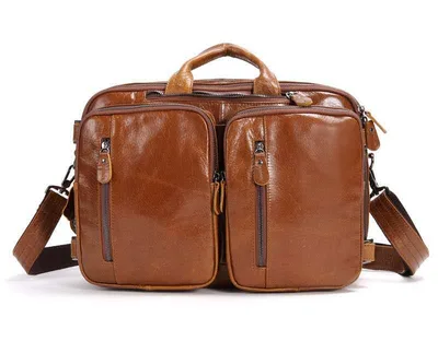 Men's Multi functional First layer Imported Leather Bag Brown - Shop at LoveMi