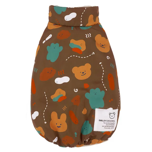 Pet Autumnwinter Clothes Cartoon Double sided Vest Coat Dark Brown - Shop at LoveMi
