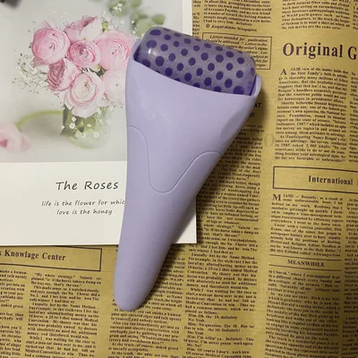 Ice Roller Smooth Skin Wheel Face Cosmetic Roller Purple Handle Purple Beads - Shop at LoveMi