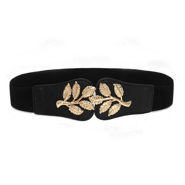 Waist Elastic Elastic Belt Decorative Dress Sweet A Pair Of Buckles Black - Shop at LoveMi