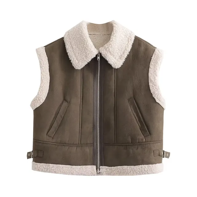 Street Fashion 3 Color Fur Vest Coat 9605 Army Green - Shop at LoveMi