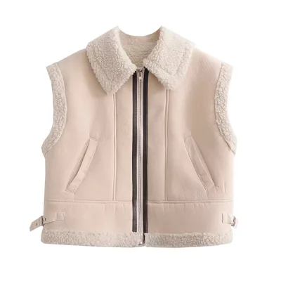 Street Fashion 3 Color Fur Vest Coat 9605 Cream - Shop at LoveMi