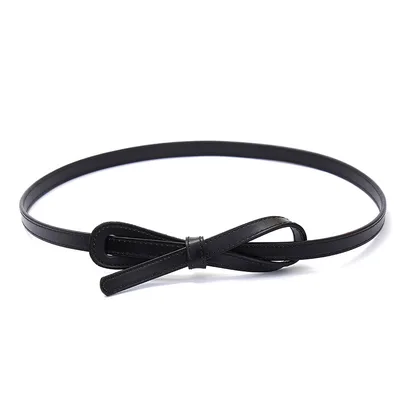 Thin Belt Women's Faux Leather All match Knotted Decorative Belt Black - Shop at LoveMi