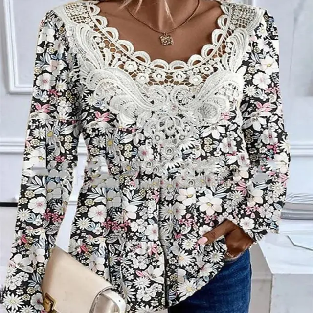 Women's Casual Round Neck Long Sleeve Pullover Print T shirt 1 Style - Shop at LoveMi