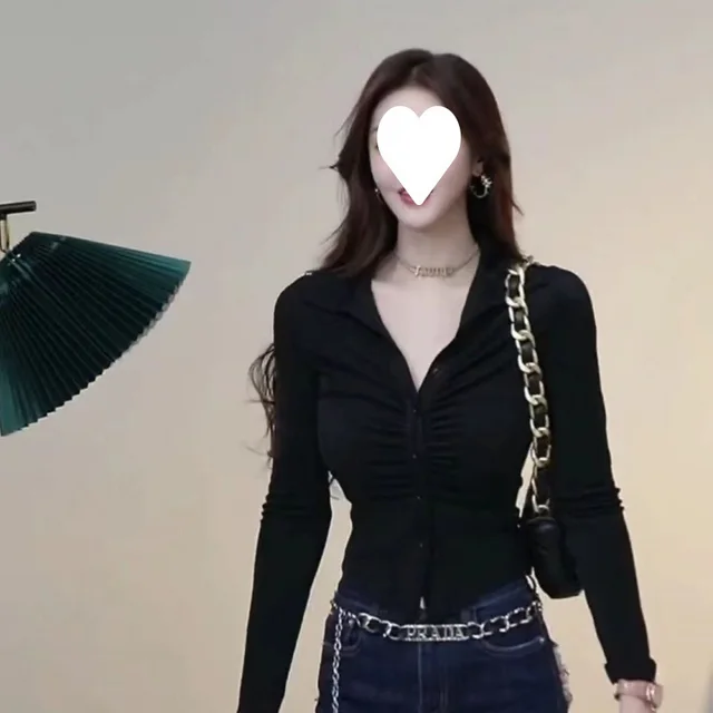 Fall New Long Sleeve Shirt Women Black Mall Version - Shop at LoveMi