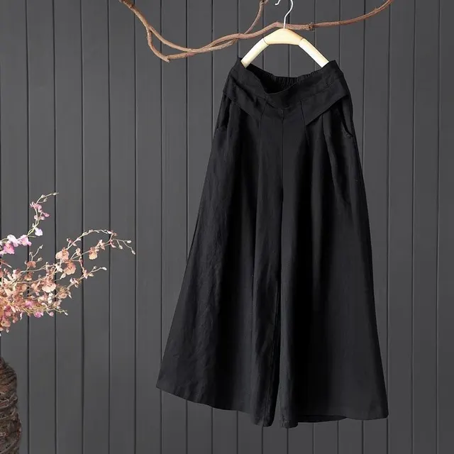 Women's Fashion Loose Casual Cotton Linen Pants Black - Shop at LoveMi