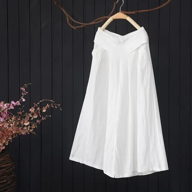 Women's Fashion Loose Casual Cotton Linen Pants White - Shop at LoveMi