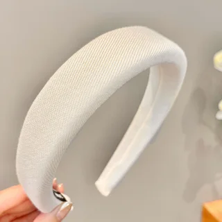 Mesh Pearl Small Flower Blue Color Face Wash Hair Bands Female - Creamy White