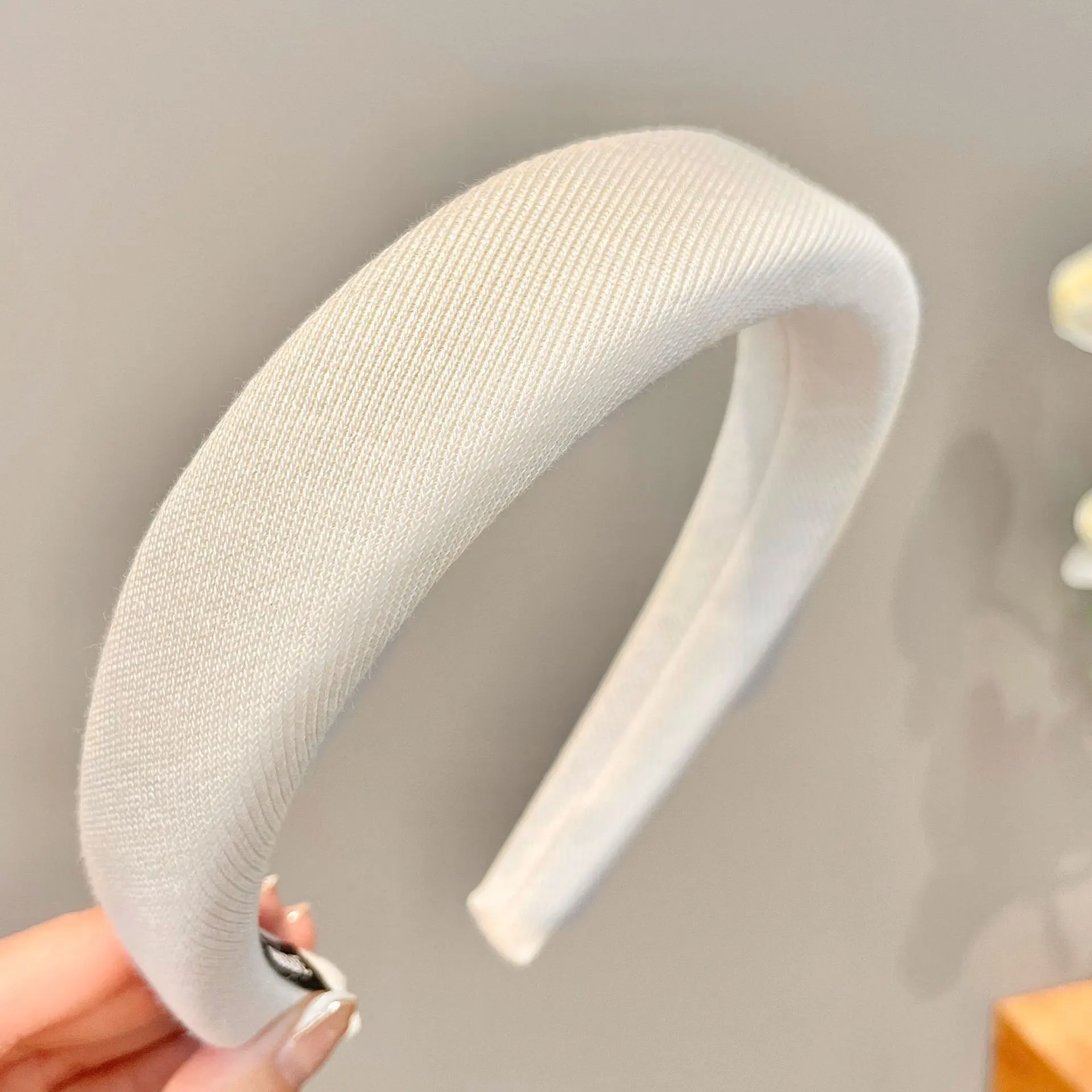 Mesh Pearl Small Flower Blue Colour Face Wash Hair Bands Female - Creamy White