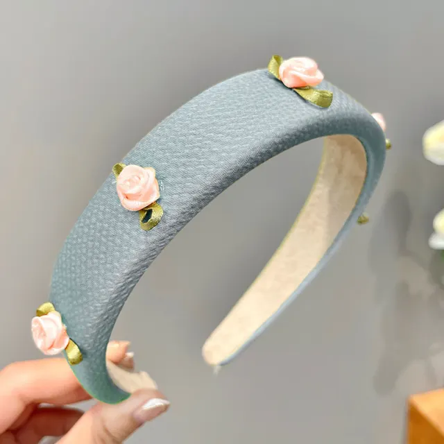 Mesh Pearl Small Flower Blue Color Face Wash Hair Bands Female Rose Small Flower Headband - Shop at LoveMi