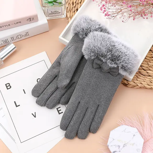 Women's Outdoor Cycling Thickened Warm Gloves Gray - Shop at LoveMi