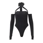 Women's Hollow-out Tight Off-shoulder Halter Jumpsuit - Black