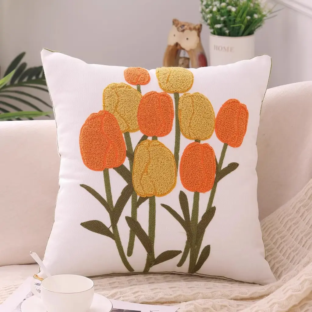 Pastoral Ins Home Couch Pillow Bed Head Cushion Cover - Flower Series Style 3