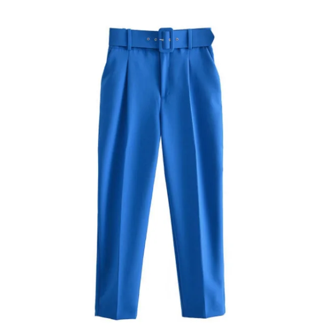 Women's Elegant Graceful Slim fitting Ankle tied Casual Pants Blue - Shop at LoveMi