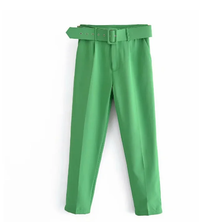 Women's Elegant Graceful Slim fitting Ankle tied Casual Pants Green - Shop at LoveMi