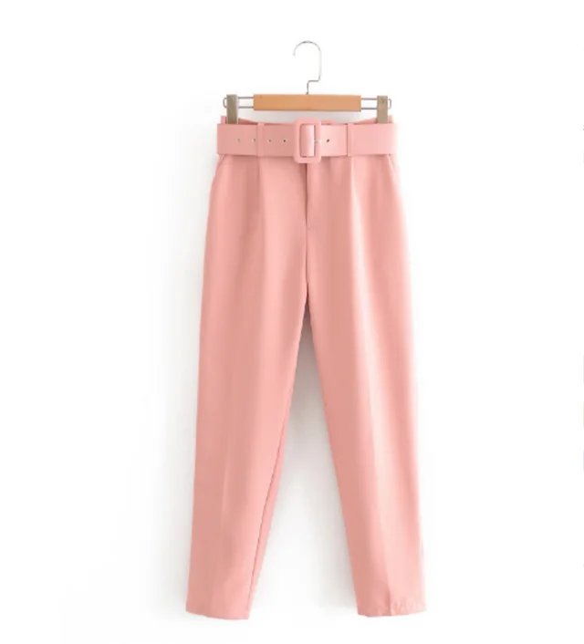 Women's Elegant Graceful Slim fitting Ankle tied Casual Pants Pink - Shop at LoveMi