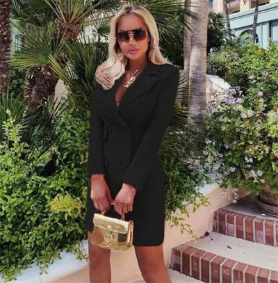 Women's Solid Color Minimalist Suit Jacket Black - Shop at LoveMi