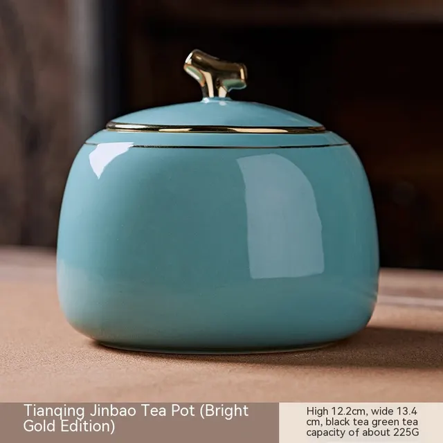 Tea Pot Ceramic Empty Can Storage Sealed Household Tianqing Jinbao Tea Canister - Shop at LoveMi