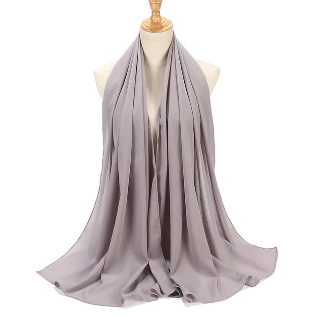 Natural Wrinkle Monochrome Chiffon Scarf Breathable Pleated Women's Toe Cap Scarf Light Gray - Shop at LoveMi