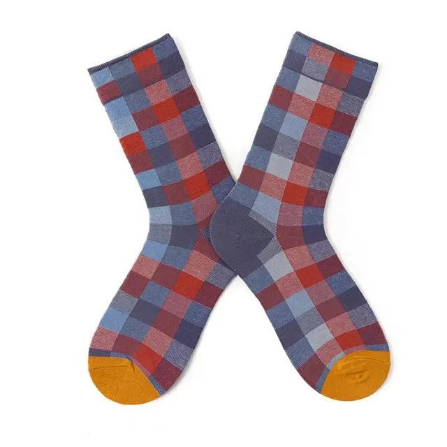 Artistic Women's Socks Jacquard Street Sesh Retro Red And Blue Plaid - Shop at LoveMi