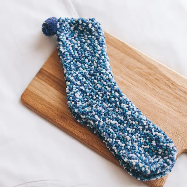 Thickened Fleece lined Confinement Coral Fleece Sleeping Wear Warm Terry Sleeping Socks Dark Blue - Shop at LoveMi