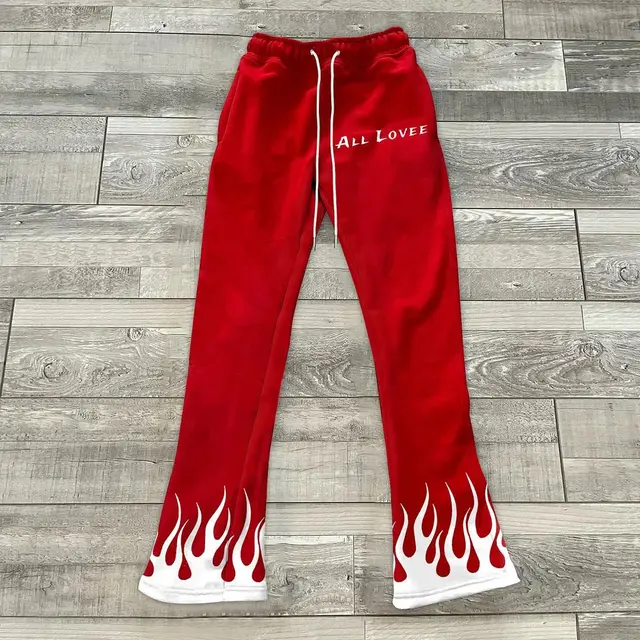 3D Printing Fashion Loose Casual Bell bottom Pants Cp 92774 Lsx Red - Shop at LoveMi
