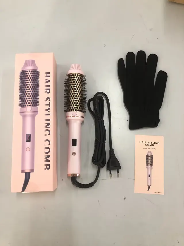 Hair Curler Straight Comb Multifunctional Household Portable Pink - Shop at LoveMi