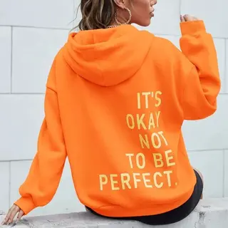 Women's Multi-color Letters Printed All-matching Casual Long Sleeve Sweatshirt - Orange