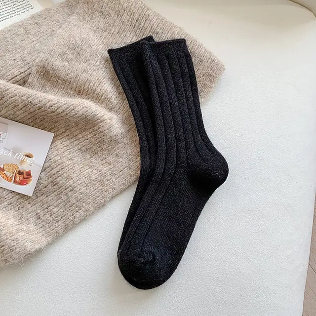 Solid Color Wool Socks Children Black - Shop at LoveMi