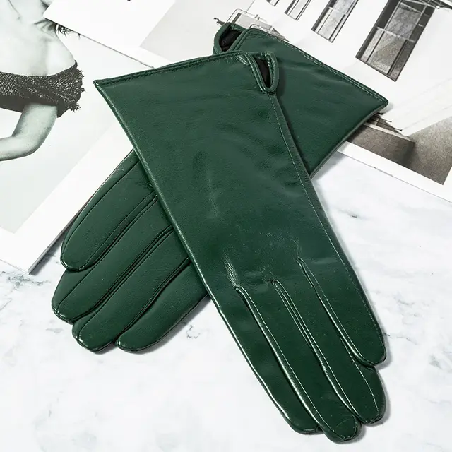 Touch Screen Gloves With Plush And Thick Leather Lining Green - Shop at LoveMi