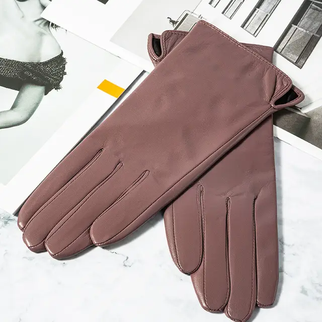 Touch Screen Gloves With Plush And Thick Leather Lining Purple - Shop at LoveMi