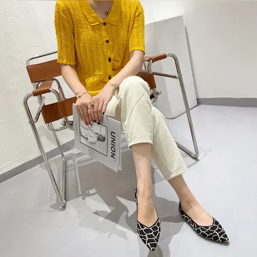 Women's Fashion Shallow Mouth Braided Shoes Pointed Flat Bottom Pumps Deer Line Pattern 36 - Shop at LoveMi