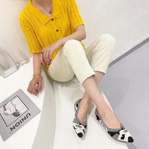 Women's Fashion Shallow Mouth Braided Shoes Pointed Flat Bottom Pumps Map Pattern 42 - Shop at LoveMi