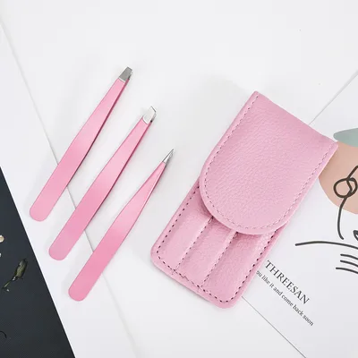 Three Piece Set Of Stainless Steel Eyebrow Plucking Forceps For Eyebrow Trimming Tools 1.5Pink 3Pcs - Shop at LoveMi