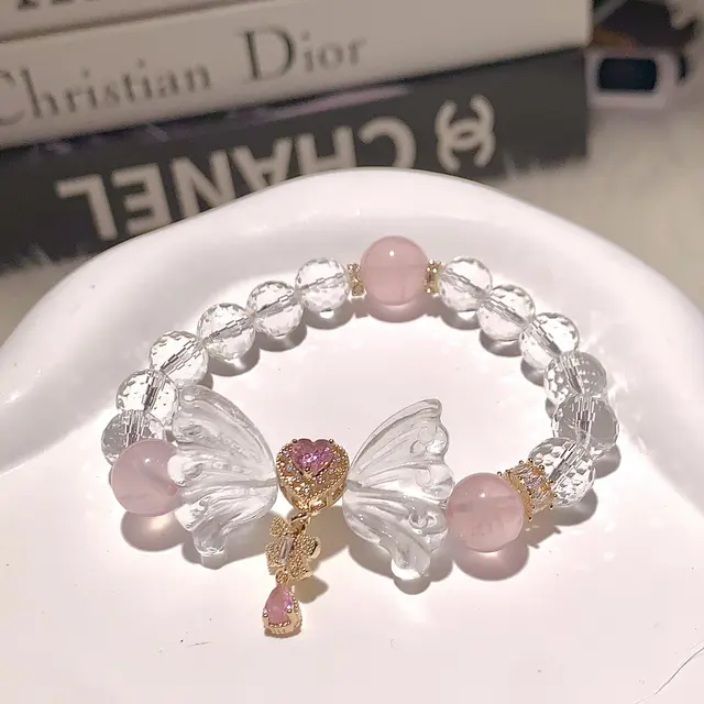 Natural Crystal Bracelet Butterfly DIY Niche Original Design Personalized Girly Crystal Bracelet A195 - Shop at LoveMi