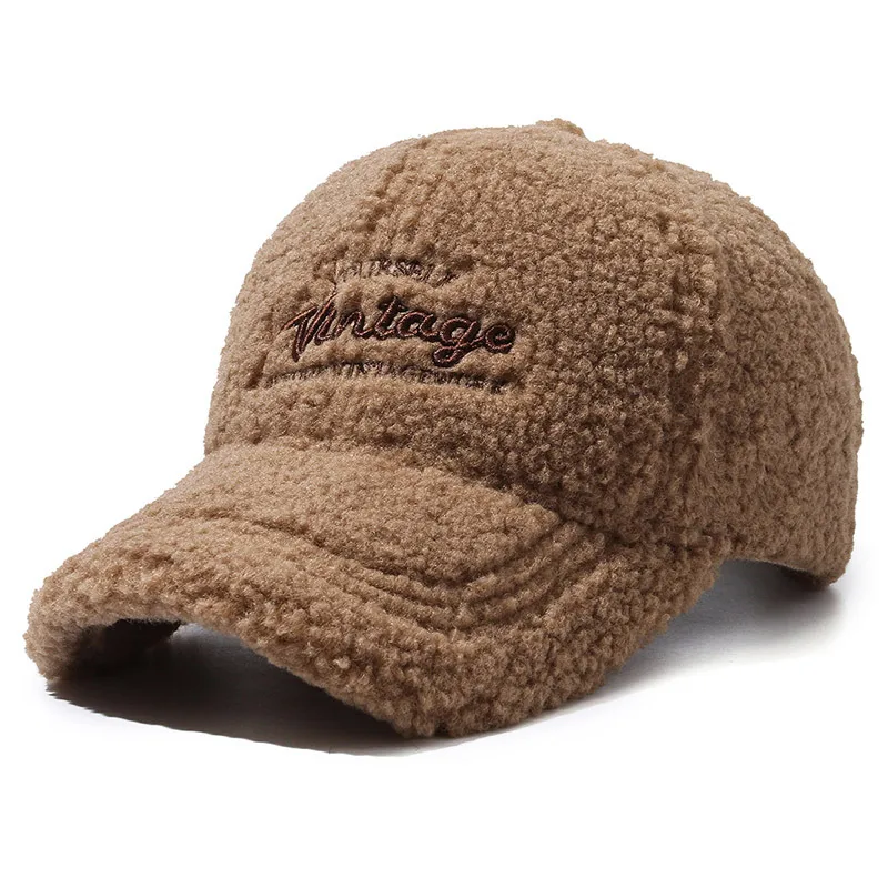 Autumn And Winter Thickened Warm Peaked Cap Korean Style Fashion Street Versatile Winter Baseball Cap - Dark Beige