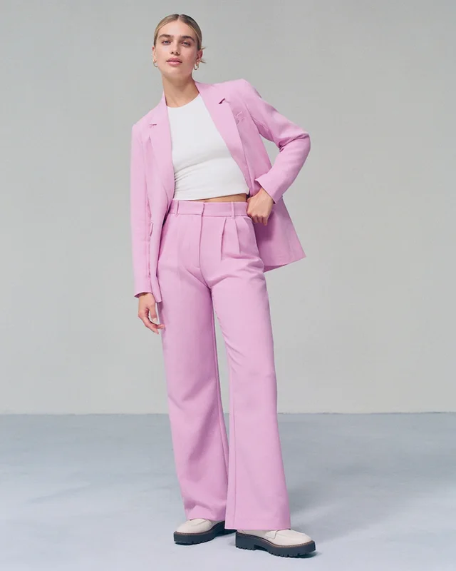 Pocket High Waist Wide leg Casual Pants Women Dark Pink - Shop at LoveMi