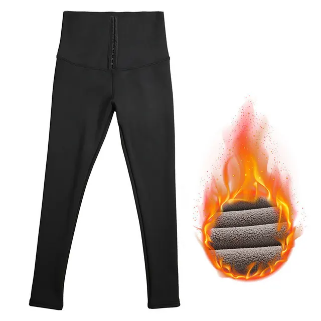 Women's Double Breasted High Waist Hip Lift Yoga Waist Girdling Belly Contraction Stretch Leggings Black Plus Velvet - Shop at LoveMi